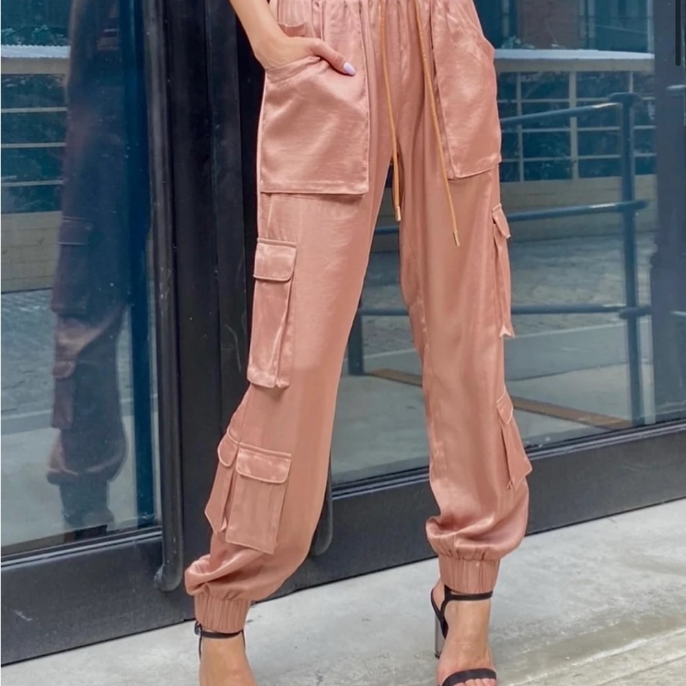 Uli Herzner Satin Cargo Joggers - Blush